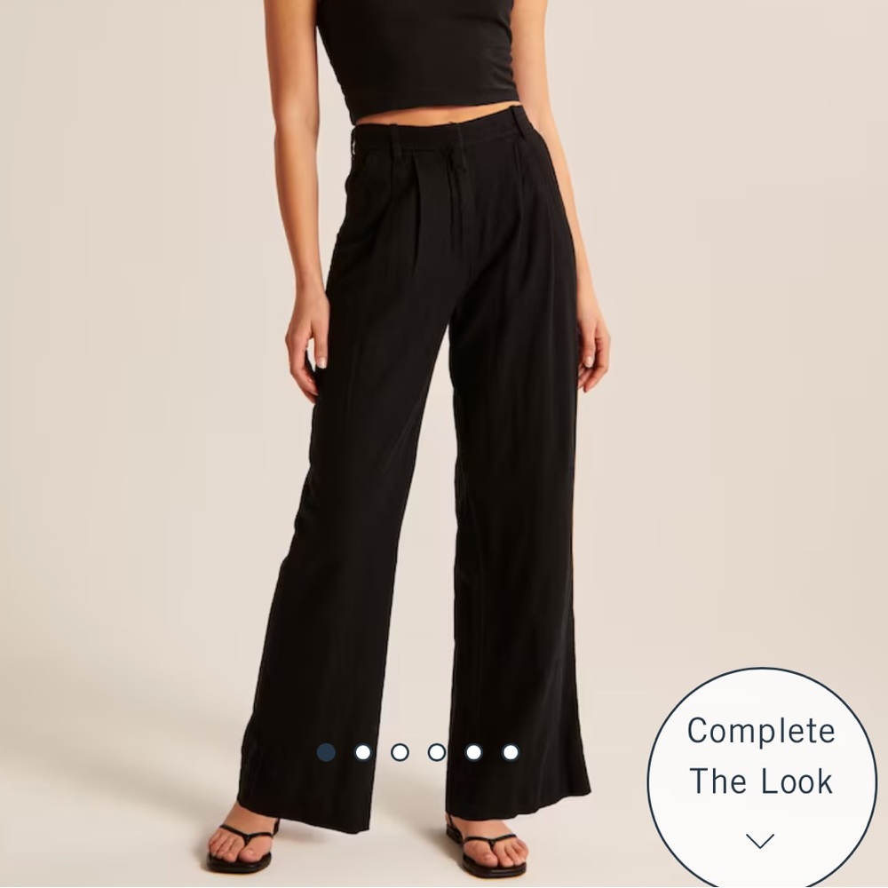 Abercrombie & Fitch Linen Blend Tailored Wide Leg Pant